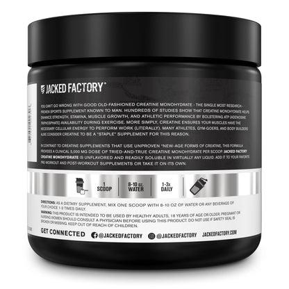 Jacked Factory Creatine Monohydrate Powder 150g – 5g Daily Creatine for Men & Women | Vegan & Third-Party Tested