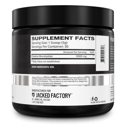 Jacked Factory Creatine Monohydrate Powder 150g – 5g Daily Creatine for Men & Women | Vegan & Third-Party Tested