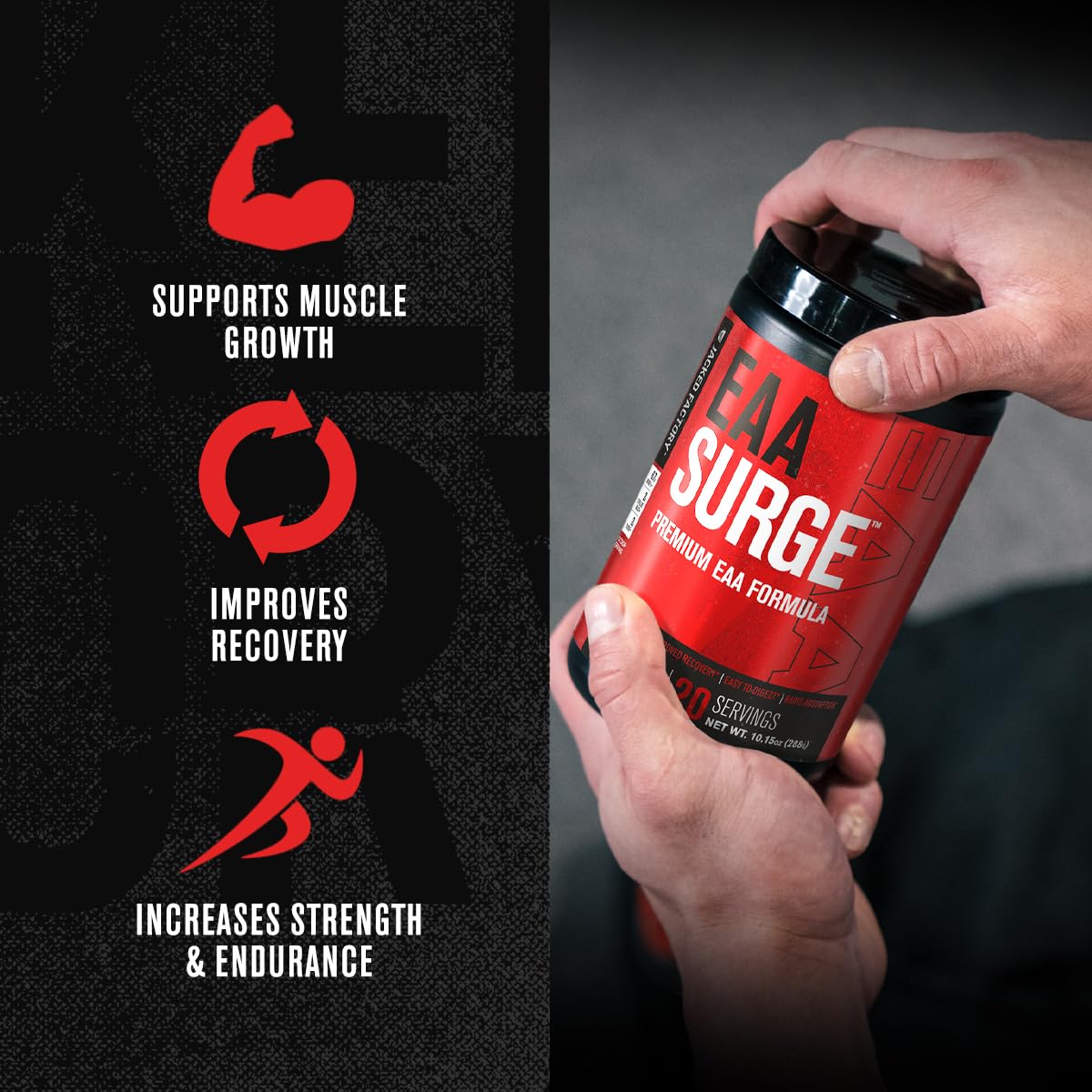 Jacked Factory EAA Surge – Essential Amino Acids Powder (EAAs & BCAAs) – Pineapple
