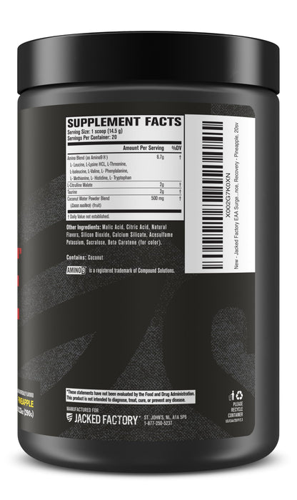 Jacked Factory EAA Surge – Essential Amino Acids Powder (EAAs & BCAAs) – Pineapple