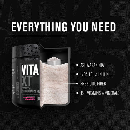 Jacked Factory Vita XT Performance Vitamin Powder – Daily Multivitamin for Men | Strawberry Lemonade, 30 Servings