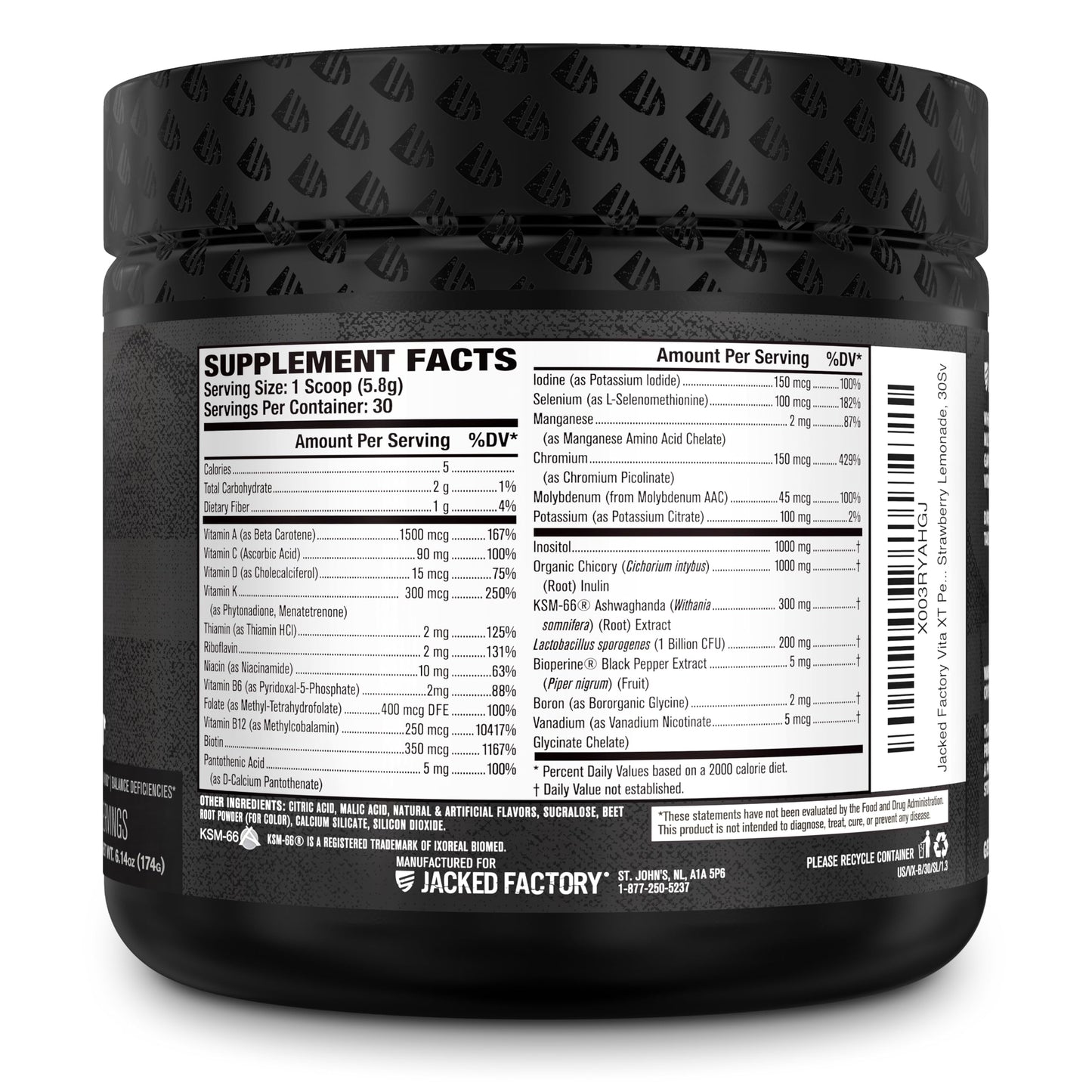 Jacked Factory Vita XT Performance Vitamin Powder – Daily Multivitamin for Men | Strawberry Lemonade, 30 Servings