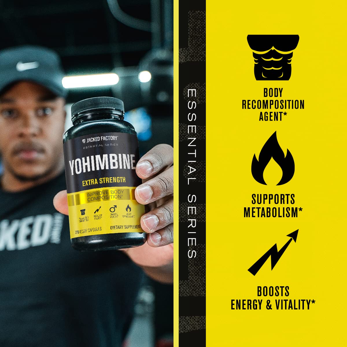 Jacked Factory Yohimbine Extra Strength | 270 Capsules | Premium Yohimbe Bark Extract