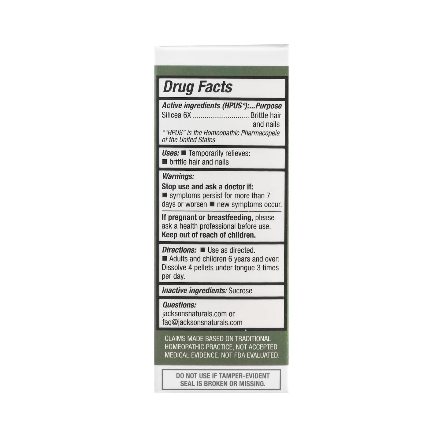 Jackson's #12 Cell Salt Silica 6X - 500 Pellets | Certified Vegan, USA Made