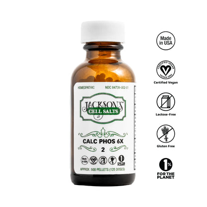 Jackson's #2 Calc Phos 6X 500 Pellets – Vegan, Lactose-Free | Made in USA