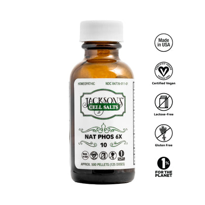 Jackson's Nat Phos 6X Cell Salt – Heartburn Relief, Vegan, USA Made