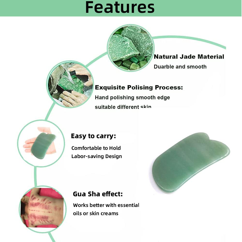 TOP SEWING Jade Roller & Gua Sha Set – Facial Massage Tool with Natural Jade Stone for Anti-Aging, Face Spa & Trigger Point Therapy