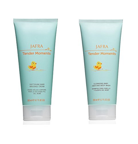 Jafra Tender Moments 2-Piece Set: Hair & Body Wash + Baby Massage Cream (Original Scent)