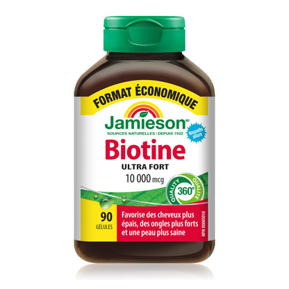 Jamieson Biotin 10,000 mcg – 90 Softgels (Value Size) | Ultra Strength Biotin