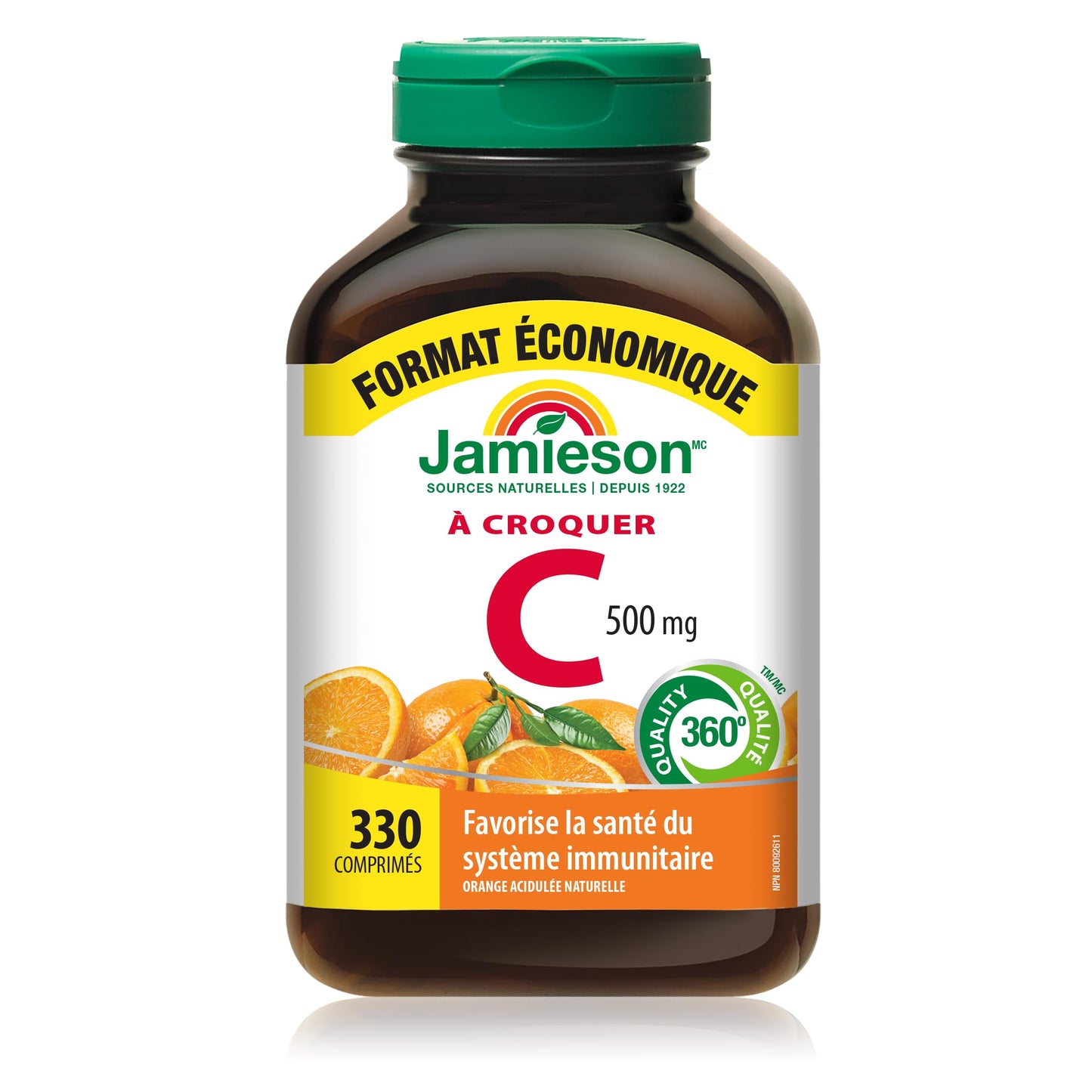 Jamieson Vitamin-C 500mg Chewables, 330 Count – Tangy Orange (Canada Imported)