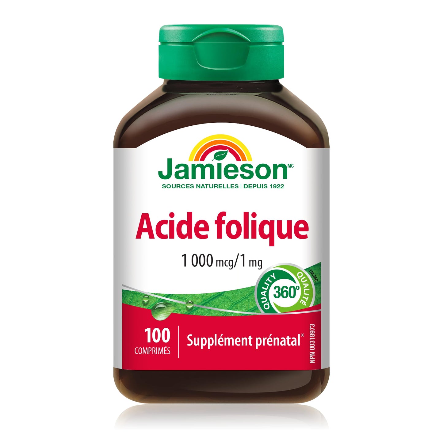 Jamieson Folic Acid 1 mg - 100 Tablets | Prenatal & Preconception Support | Non-GMO