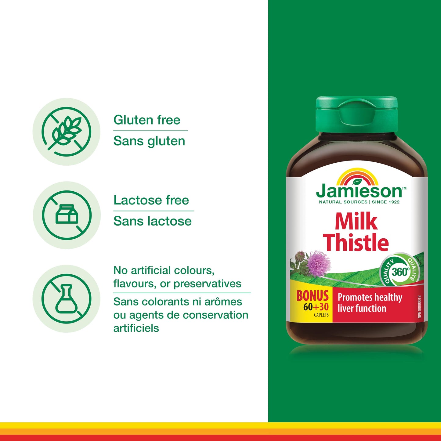 Jamieson Milk Thistle Bonus for Liver - 90 Caplets | Supports Liver Health
