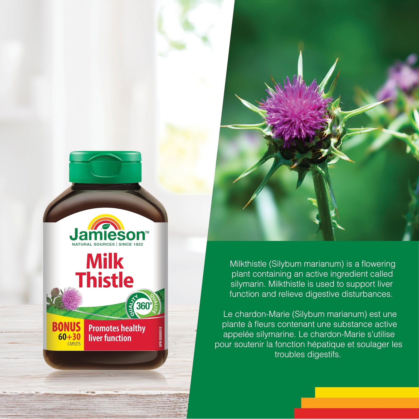 Jamieson Milk Thistle Bonus for Liver - 90 Caplets | Supports Liver Health