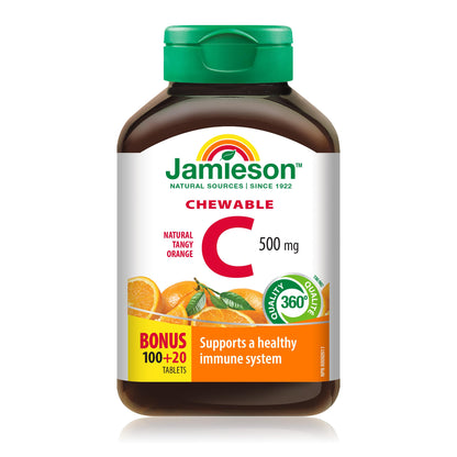 Jamieson Vitamin C Orange 500mg 120 Tablets - Chewable Vitamin C Supplement