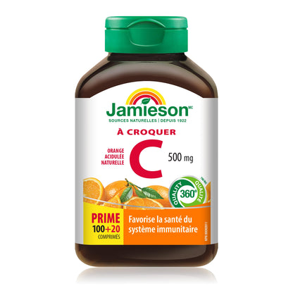 Jamieson Vitamin C Orange 500mg 120 Tablets - Chewable Vitamin C Supplement