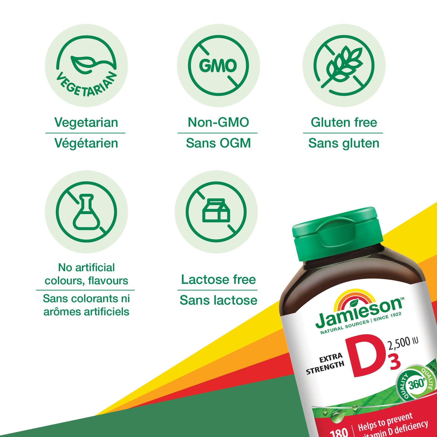 Jamieson Extra Strength Vitamin D3 2,500 IU, 180 Tabs | Vitamin D3 Supplement