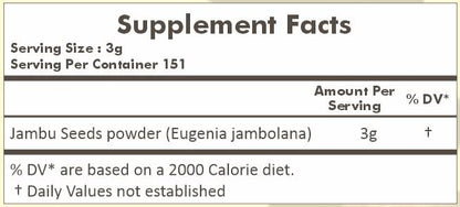 HERBAL HILLS Jambu/Jamun Powder Eugenia Jambolana | 16oz (454 GMS) | Herbal Supplements
