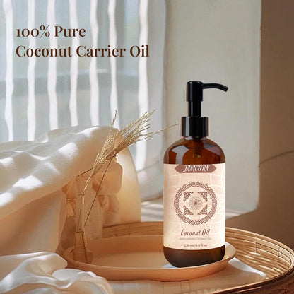 JANICORN 100% Pure Coconut Oil – Cold-Pressed & Unscented Carrier Oil (236 ml)