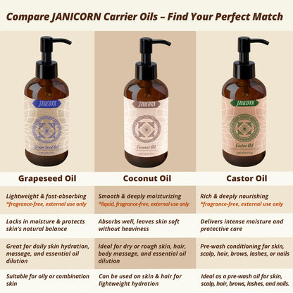 JANICORN 100% Pure Grape Seed Oil – Cold-Pressed, Unscented (8 oz)