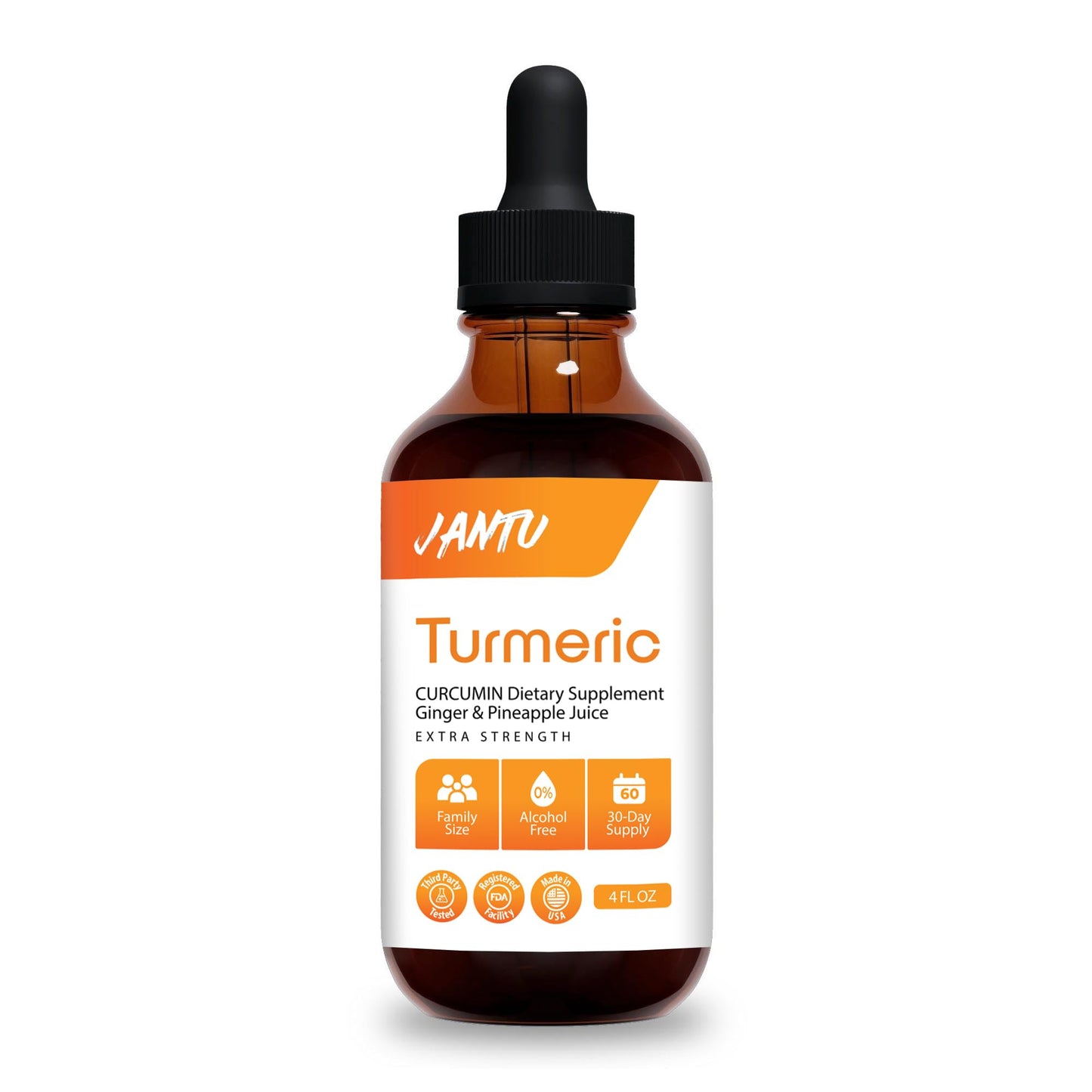 Jantu Liquid Turmeric Curcumin Drops with Ginger & Black Pepper – 480mg