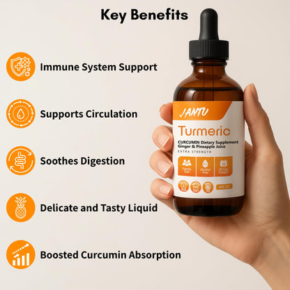 Jantu Liquid Turmeric Curcumin Drops with Ginger & Black Pepper – 480mg