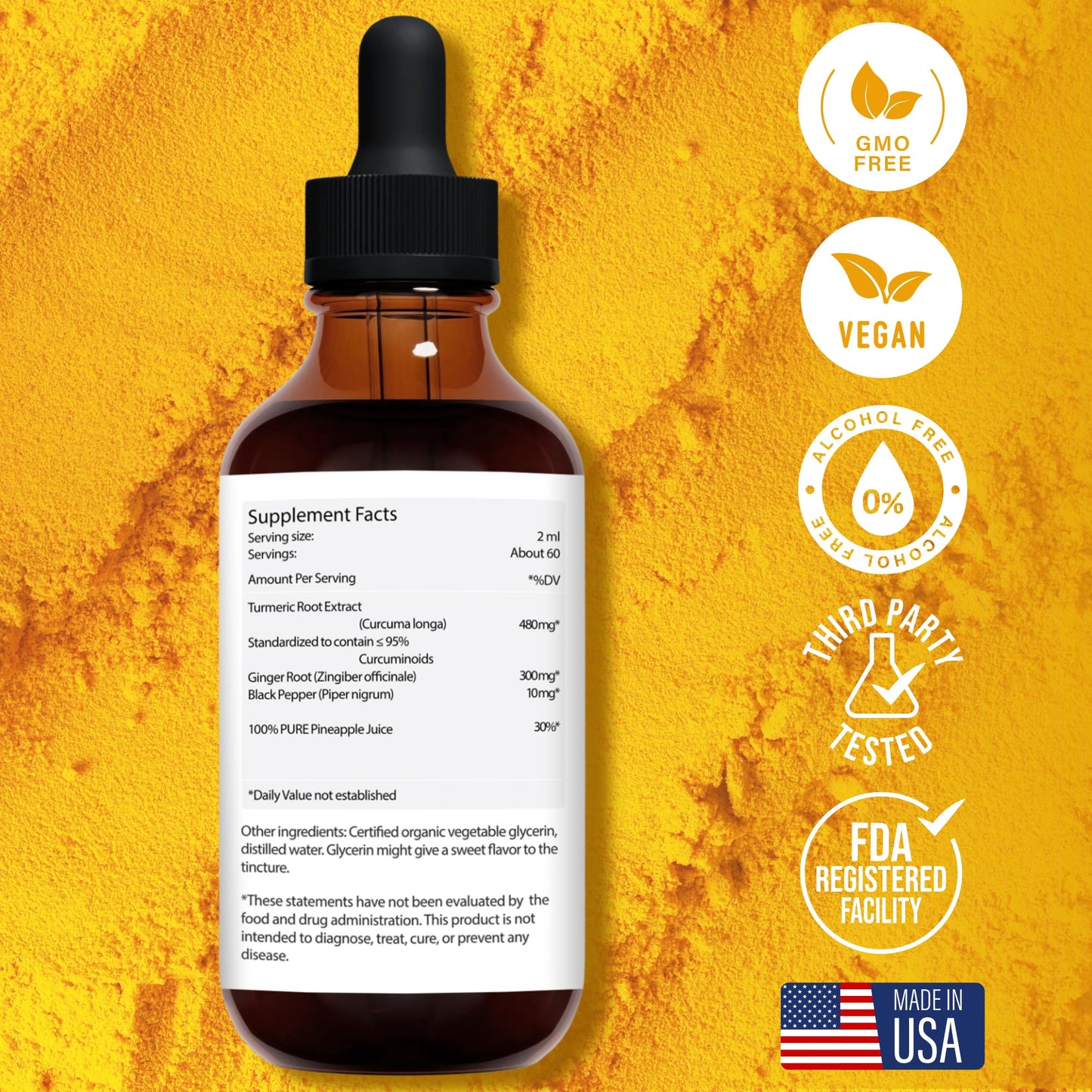 Jantu Liquid Turmeric Curcumin Drops with Ginger & Black Pepper – 480mg