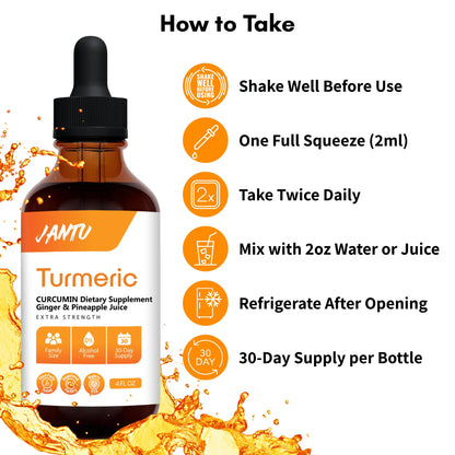 Jantu Liquid Turmeric Curcumin Drops with Ginger & Black Pepper – 480mg