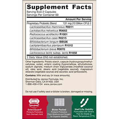 Jarrow Formulas Jarro-Dophilus EPS Probiotic – 10 Billion CFU, 120 Veggie Capsules for Gut Health (Women & Men)