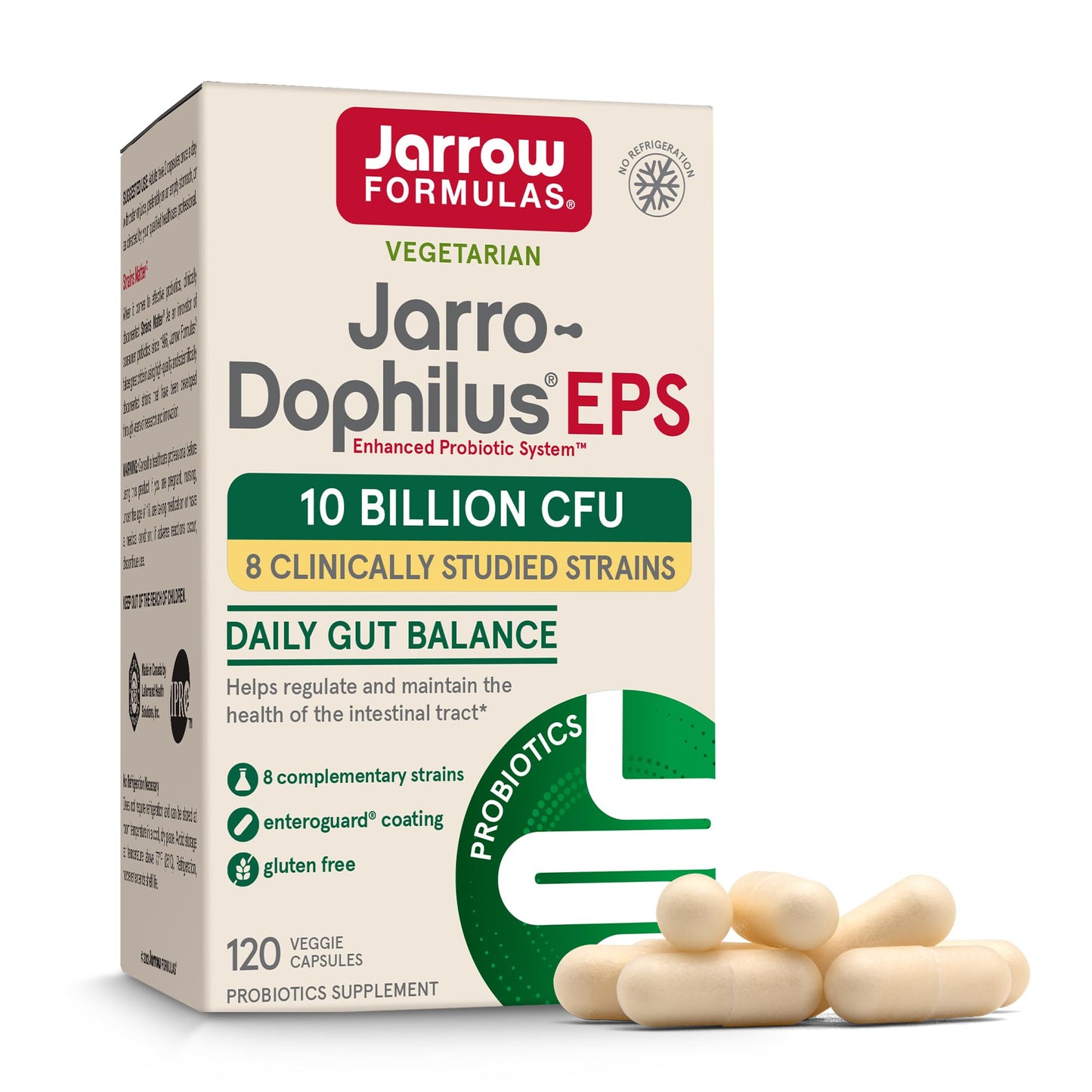 Jarrow Formulas Jarro-Dophilus EPS Probiotic – 10 Billion CFU, 120 Veggie Capsules for Gut Health (Women & Men)