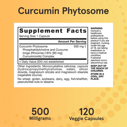 Jarrow Formulas Curcumin Phytosome 500 mg with Meriva – Joint Health & Antioxidant Support – 120 Veggie Capsules