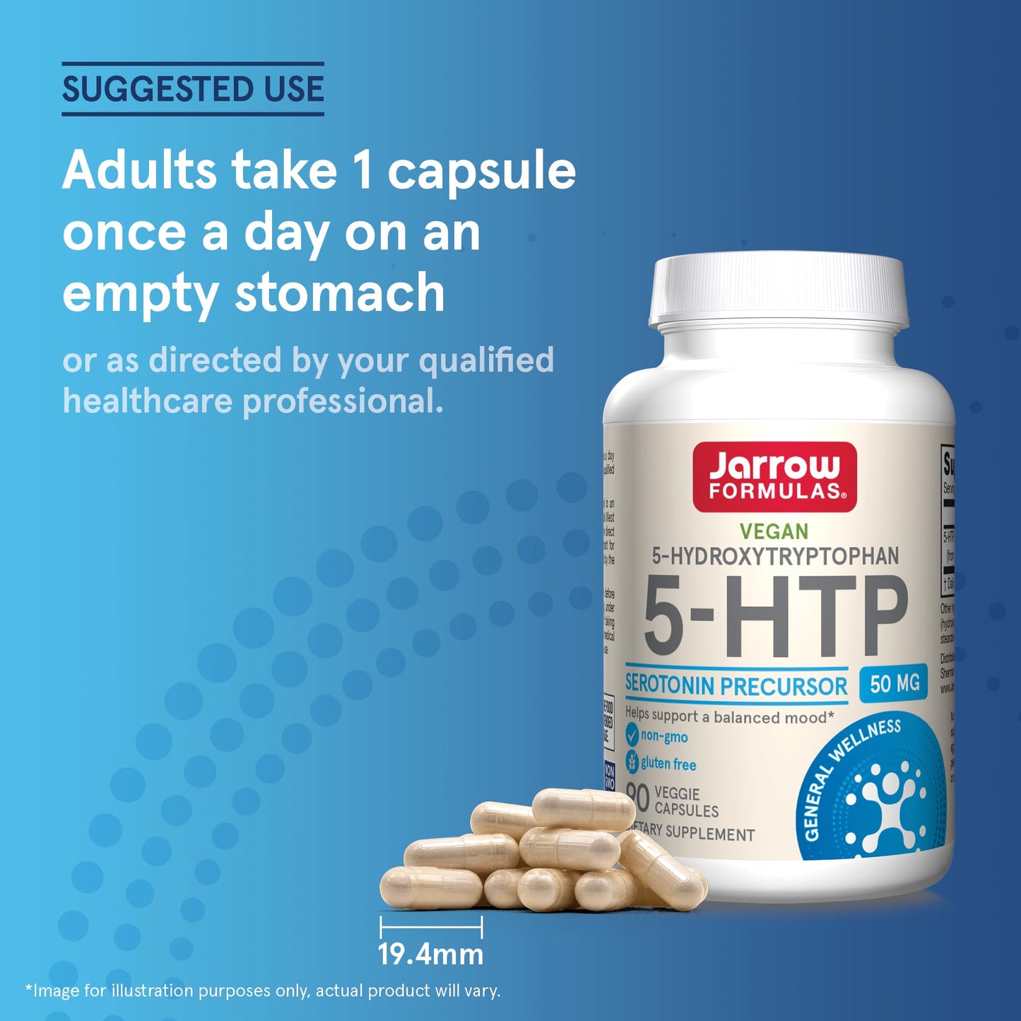 Jarrow Formulas 5-HTP 100 mg – 90 Veggie Capsules | 90 Day Supply