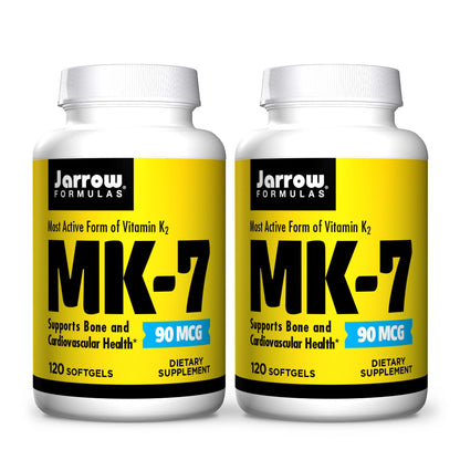 Jarrow Formulas MK-7 90 mcg – 120 Softgels (Pack of 2) | Vitamin K2 for Bones & Heart Health