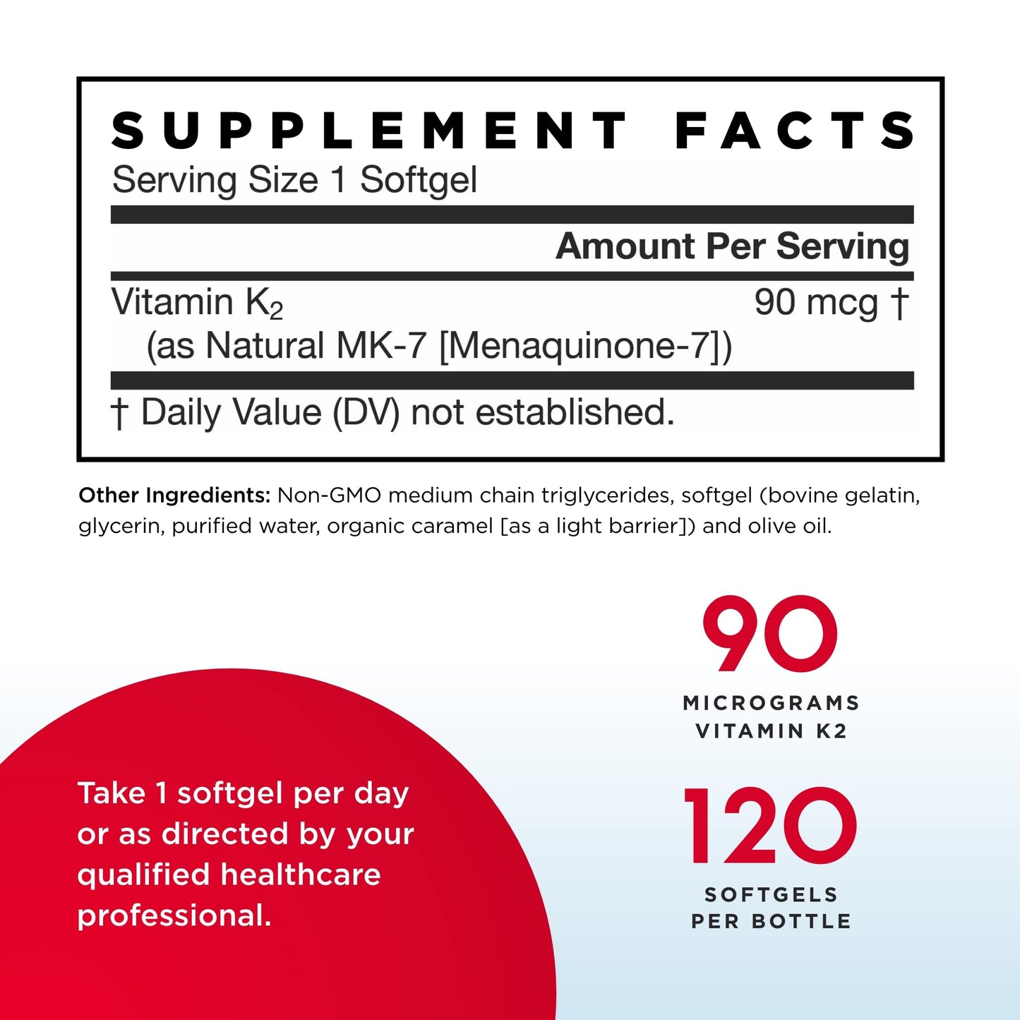 Jarrow Formulas MK-7 90 mcg – 120 Softgels (Pack of 2) | Vitamin K2 for Bones & Heart Health