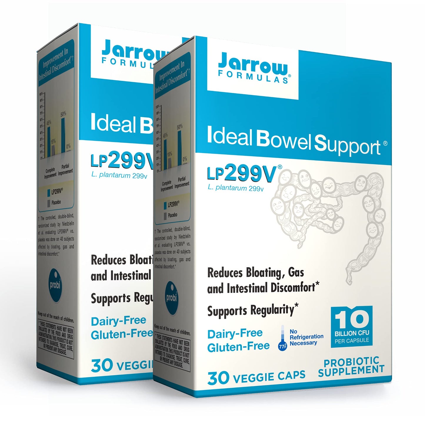 Jarrow Formulas Ideal Bowel Support – 10 Billion CFU per Serving, 2x30 Veggie Caps