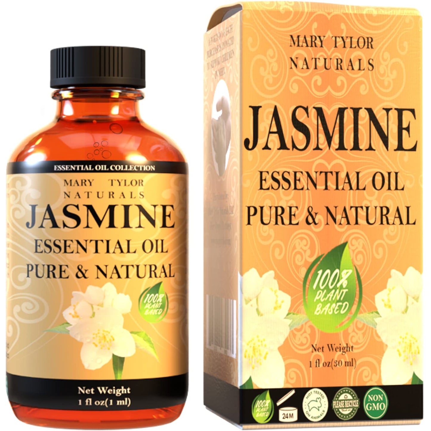 Jasmine Essential Oil (1 oz) – Premium Therapeutic Grade, 100% Pure & Natural | Mary Tylor Naturals