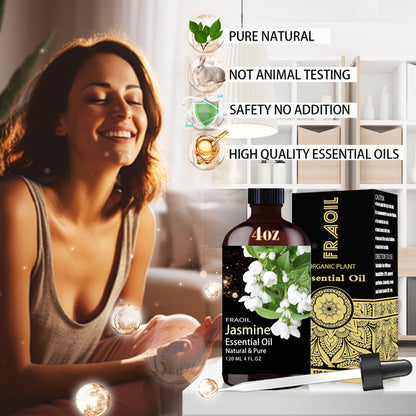 Jasmine Essential Oil 4 oz (120 ml) for Diffuser, Aromatherapy & DIY | FRAOIL