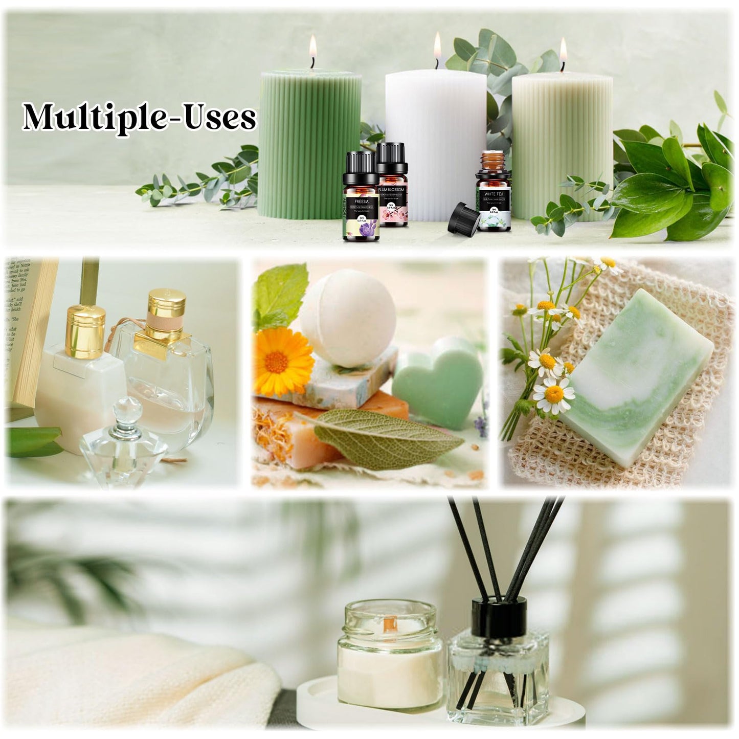 Floral Essential Oils Set - 14 Pcs for Diffusers, Aromatherapy & Candle Making | Lavender, Rose, Jasmine