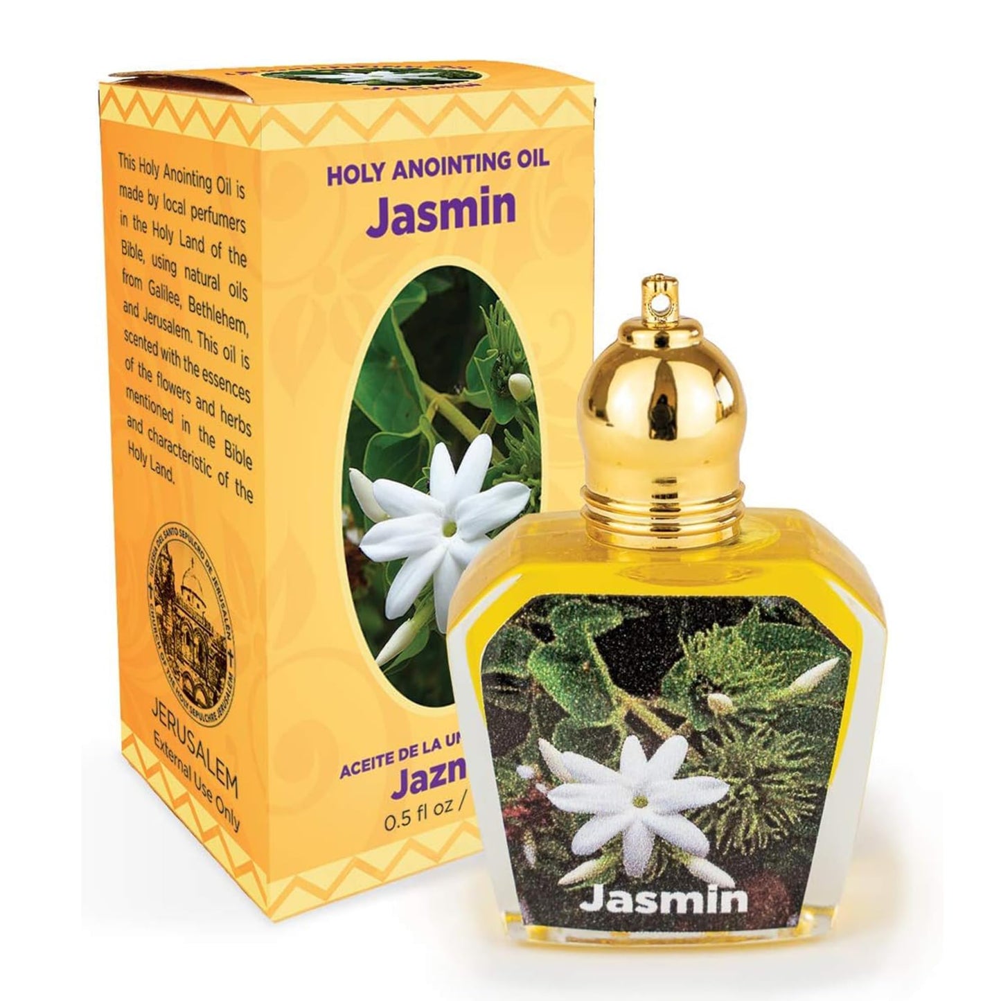 Jasmine Holy Land Anointing Oil – 1/2 oz Roller Bottle from Jerusalem, Israel | Locally Sourced Essences