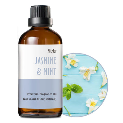 Jasmine & Mint Fragrance Oil – MitFlor 3.38 oz (100 ml) | Premium Grade for Soap, Candles & Diffusers