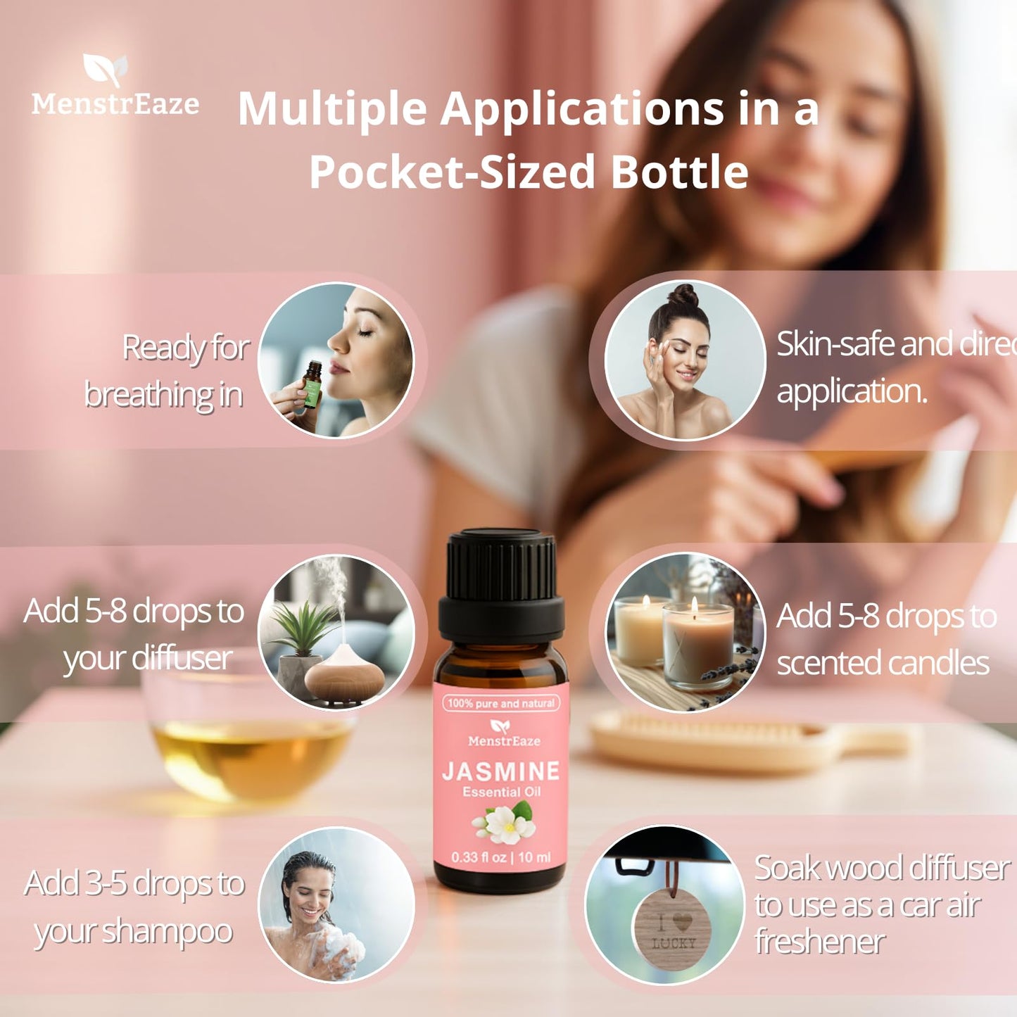 Skin Safe Jasmine Essential Oil – 100% Pure & Natural, 10ml (Therapeutic Grade) for Diffusers