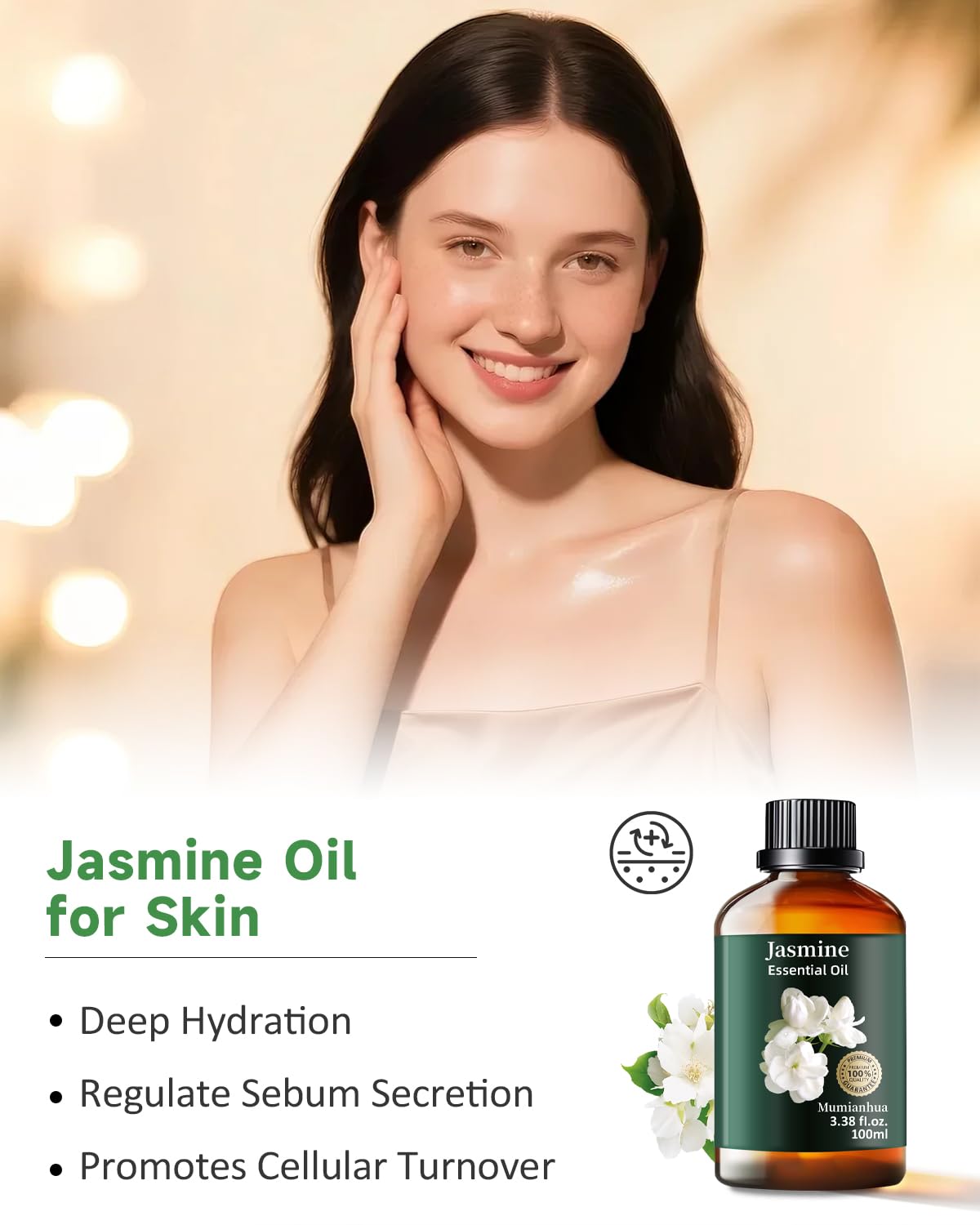 Pure Jasmine Essential Oil for Bedtime – Diffuser & Pillow Mist | Mumianhua 3.38 Fl Oz