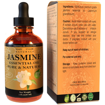 Jasmine Essential Oil (1 oz) – Premium Therapeutic Grade, 100% Pure & Natural | Mary Tylor Naturals