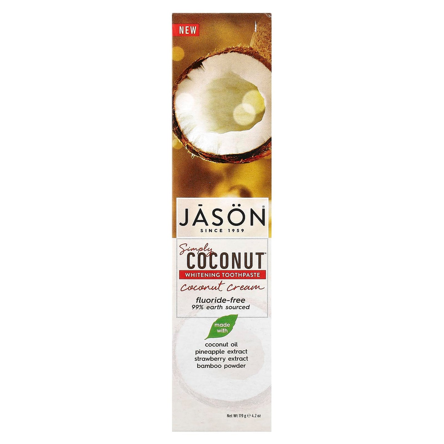 Jason Simply Coconut Whitening Toothpaste - Coconut Cream (4.2 oz)