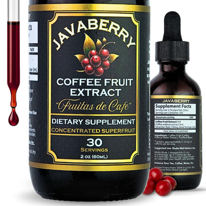 Javaberry Coffee Fruit Extract – Nootropic Brain Support for Memory, Focus, & Energy – Natural Antioxidant Supplement Supporting Healthy NAD+ Function – 60ml (Liquid Drops)