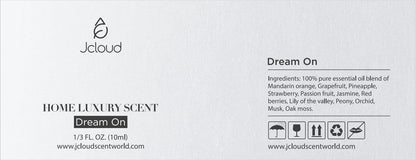 JCLOUD Dream On Essential Oil for Diffuser – Luxury Hotel Scent with Passion Fruit, Peony & Orchid (10mL)
