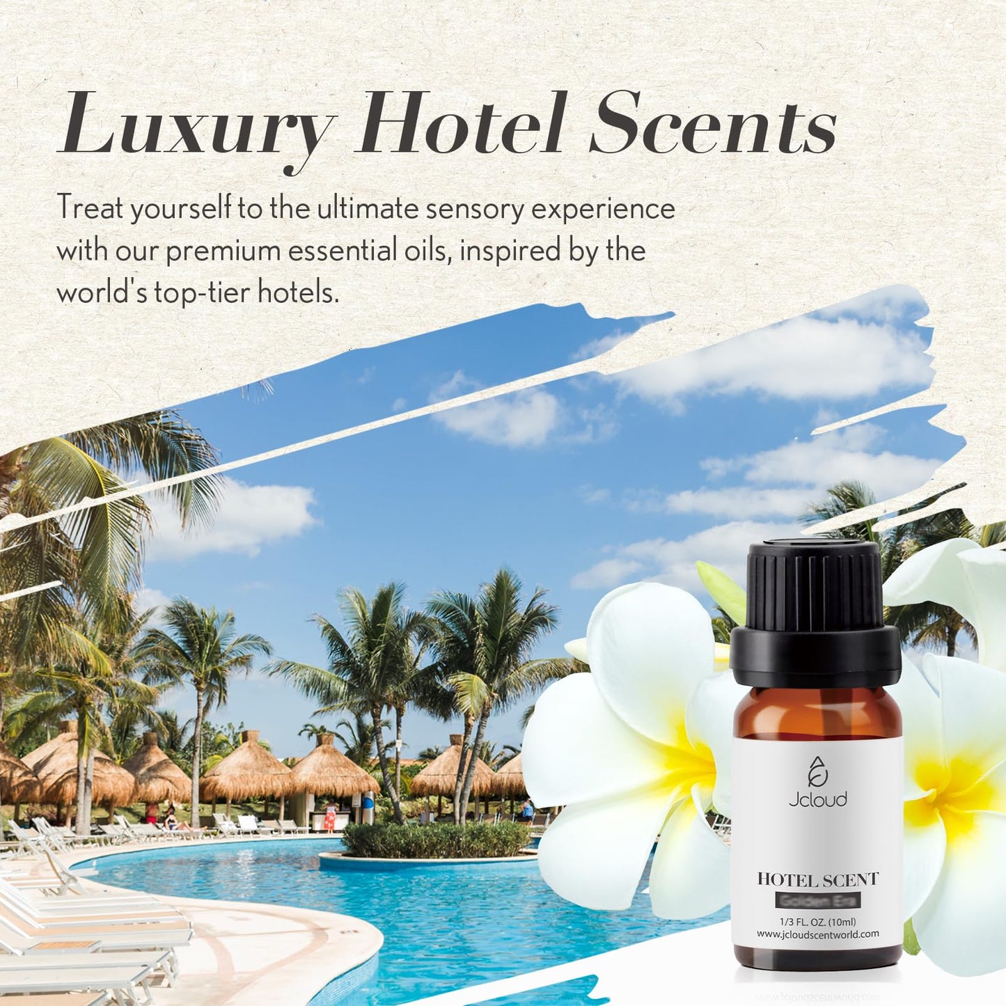 JCLOUD Modern Glamour Essential Oil – W Hotel Inspired Rose & Cedarwood Diffuser Oil, 10mL