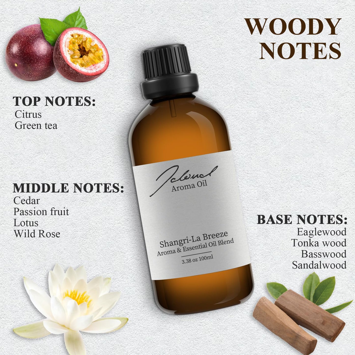 JCLOUD Shangri-La Breeze Essential Oil – Hotel Scent for Diffusers | Cedarwood & Sandalwood 100mL
