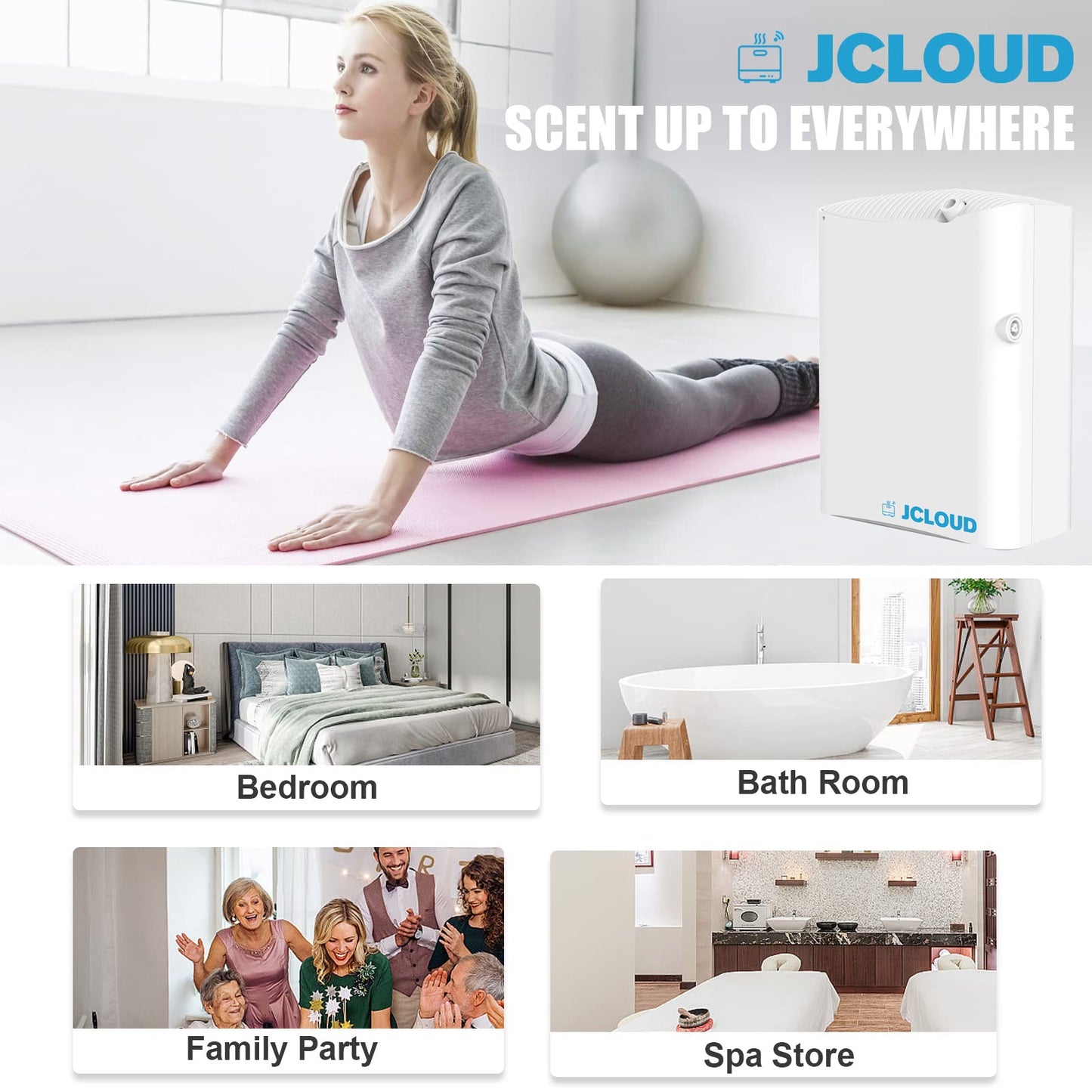 JCLOUD Smart Scent Air Machine Pro - Cold Air Diffusion for Home & HVAC, 500ML, Waterless, Up to 4500 Sq Ft, White