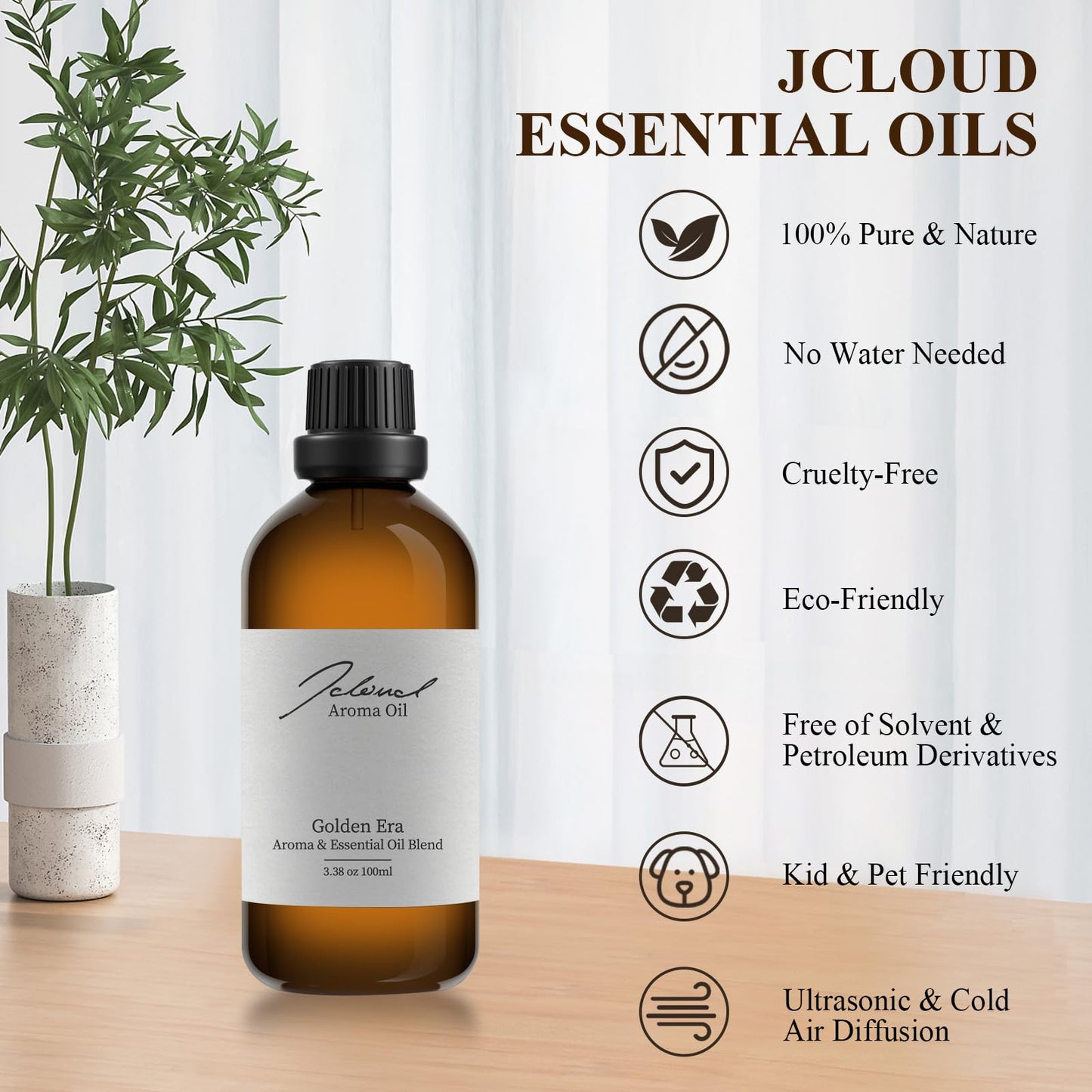 JCLOUD Golden Era Essential Oil – InterContinental Hotel Inspired Diffuser Oil (Amber & Neroli)