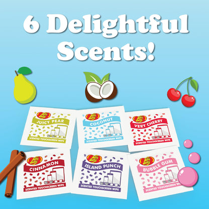 JELLY BELLY Scented Wipes – 108-Pack Glasses & Device Cleaner Wipes with 6 Scents
